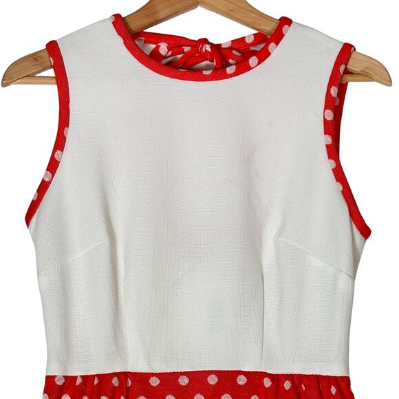 VTG 70s Polka Dot Textured Maxi Dress S/M Mod Retro Girly Union Made Great Shape - Picture 3 of 8